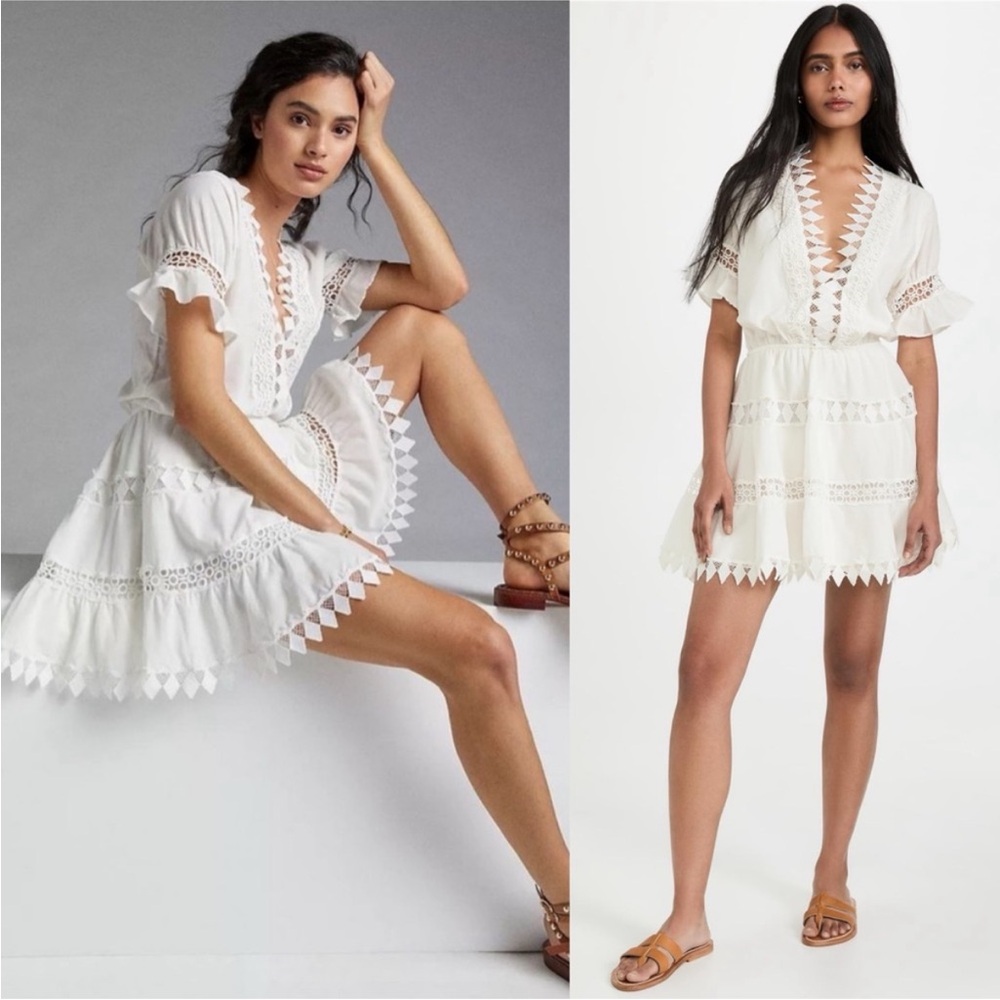 Peixoto Ora Embroidered Lace Cover-Up Mini Dress Size Medium Anthropologie $198